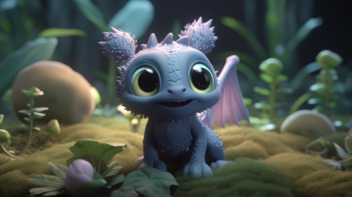 icreatelife's tweet photo. I haven’t shared a lot of prompts recently, here’s one I wrote today. 

Share your cute characters with me 🥺🤍

prompt: 3D render baby dragon, Chibi, adorable big eyes. In a garden with butterflies, greenery, lush, whimsical and soft, magical, octane render, fairy dust --ar 16:9 https://t.co/MqzfO3MDZn