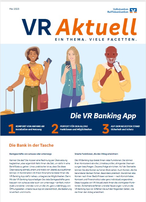 BVRPresse's tweet photo. Die Mai-Ausgabe der #VRAktuell stellt die wichtigsten Funktionen, Sicherheitsverfahren und alle Neuerungen rund um die #VRBankingApp vor. Jetzt bei teilnehmenden #Volksbanken und #Raiffeisen erhältlich. https://t.co/8LeQPMeMWY