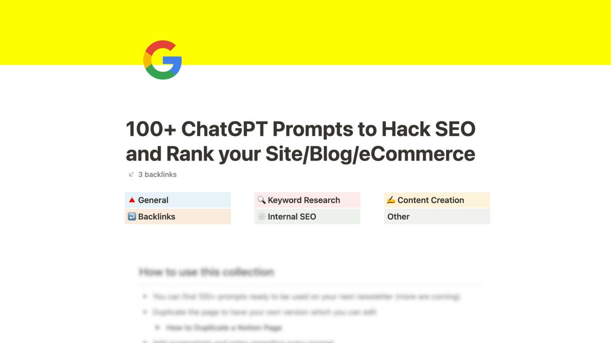ChatGPT can be your best SEO consultant and it's totally FREE. This is the reason why I've collected 100+ prompts to rank your website 10x faster (even for competitive keywords) RT & comment 'SEO' and I'll DM you the collection [must be following]