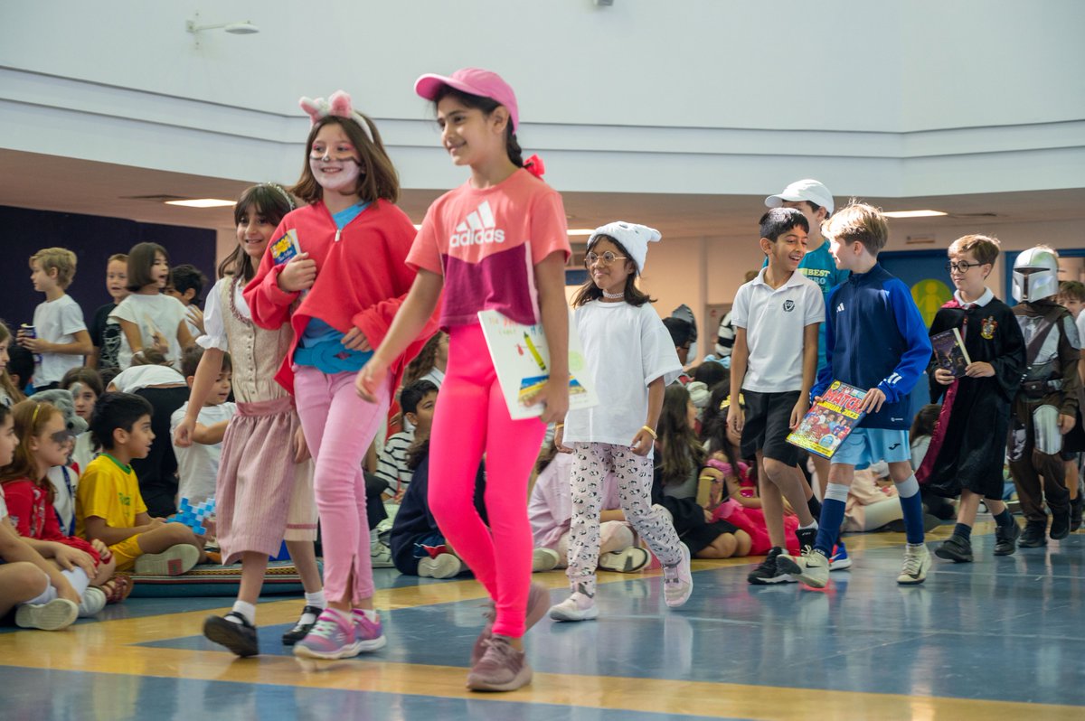 sekqatar's tweet photo. The book week parade at @sekqatar was a blast! So many #creative costumes and book characters brought to life. Can’t wait for next year! 📚🎉
#bookweek #schoolparade #costumes #IBschool #PYP #MYP https://t.co/MspHPVQeZ3