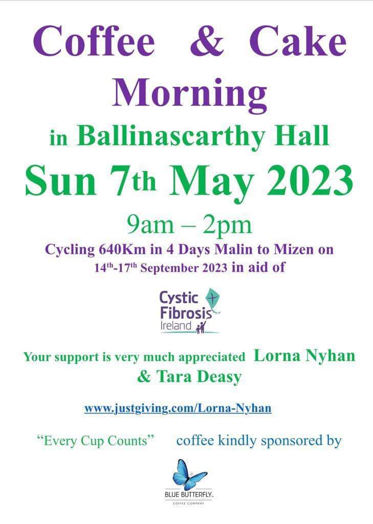 Our friends in West Cork Triathlon club are holding a coffee morning next Sunday in aid of cystic fibrosis Ireland. A great cause to support if you can.