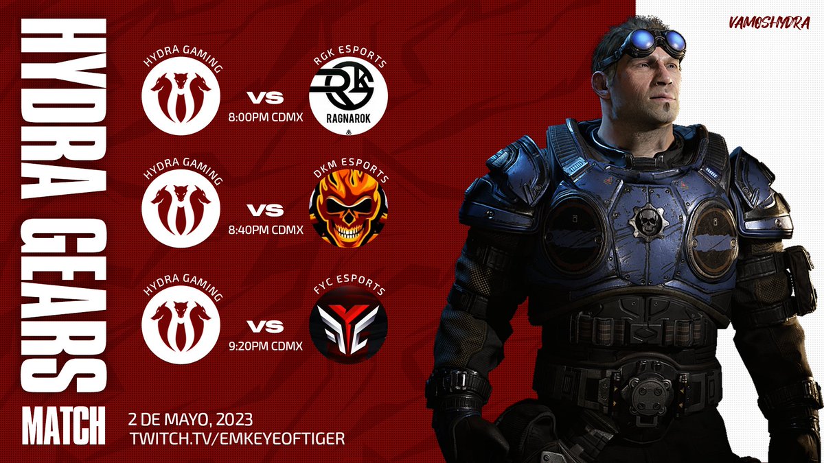Las chicas de Hydra hoy tienen 3 matches en @EMKEsports Gears Lounge empezando a las 8:00 PM 

¡No olviden ir a echarles porras!

<a href="/ADOORIZE/">Dulce</a> 
<a href="/Depszay/">Jenn 🎠</a> 
<a href="/Infadeth_/">Karen</a> 
<a href="/GoddessZ_/">Aylin</a>
