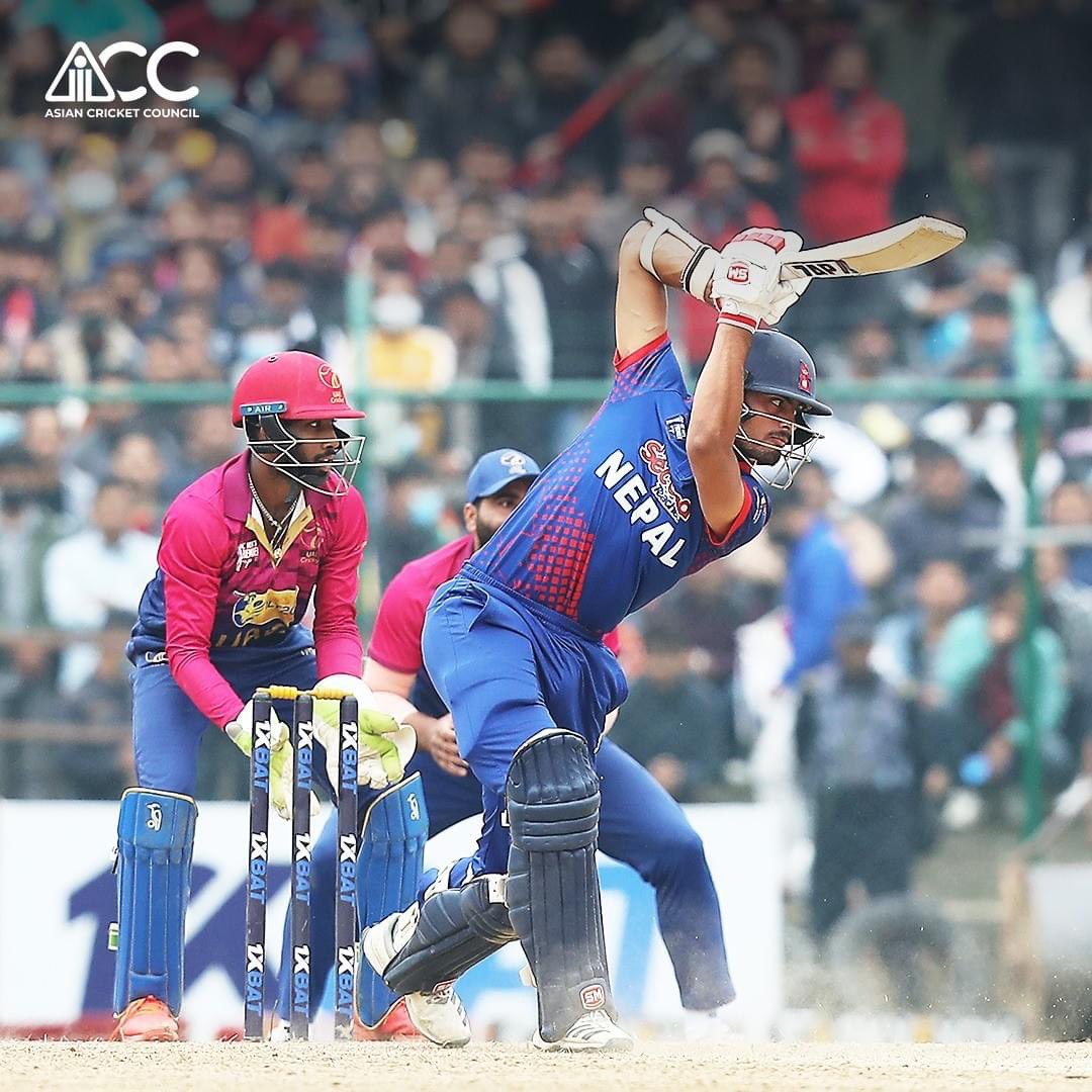 रातो र चन्द्र सुर्य
जङ्गी निशान हाम्रो !! 🇳🇵

CHAMPIONS of the #ACCPremierCup!
A day filled with pride and players.
Nepal beats UAE to progress through to the Asia Cup with a fantastic performance from Nepal.

#NEPvUAE |  #RoadToAsiaCup | #weCAN #icc