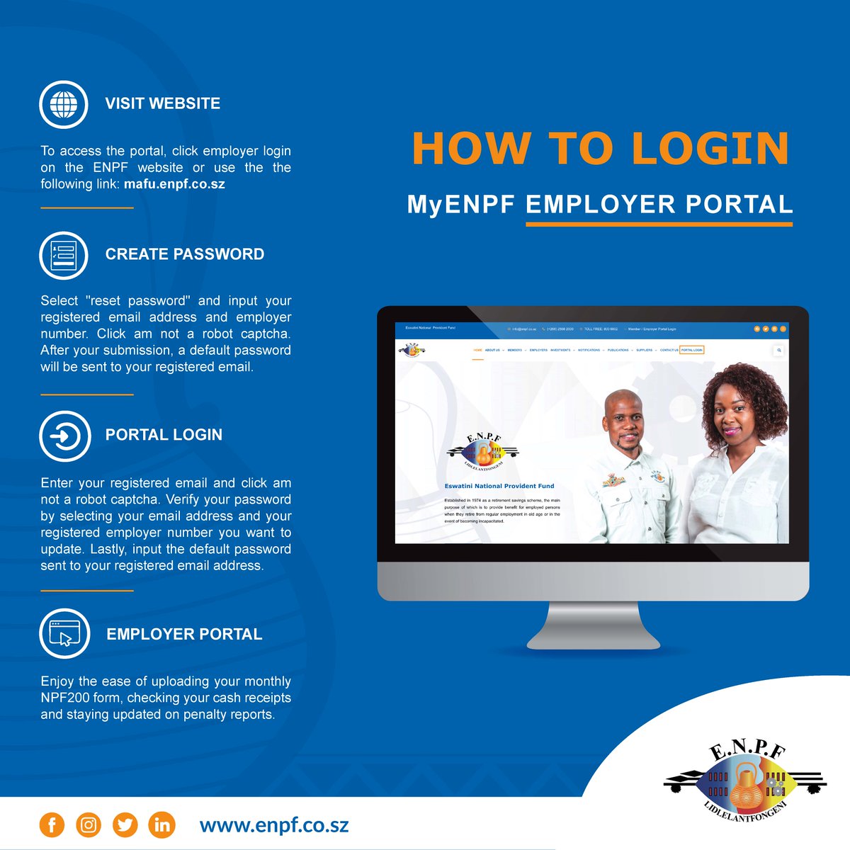 Introducing MyENPF Employer Portal, a new digital solution for your ENPF compliance needs. Here’s how you can get started!
#ENPFgoesDigital #EmployerPortal