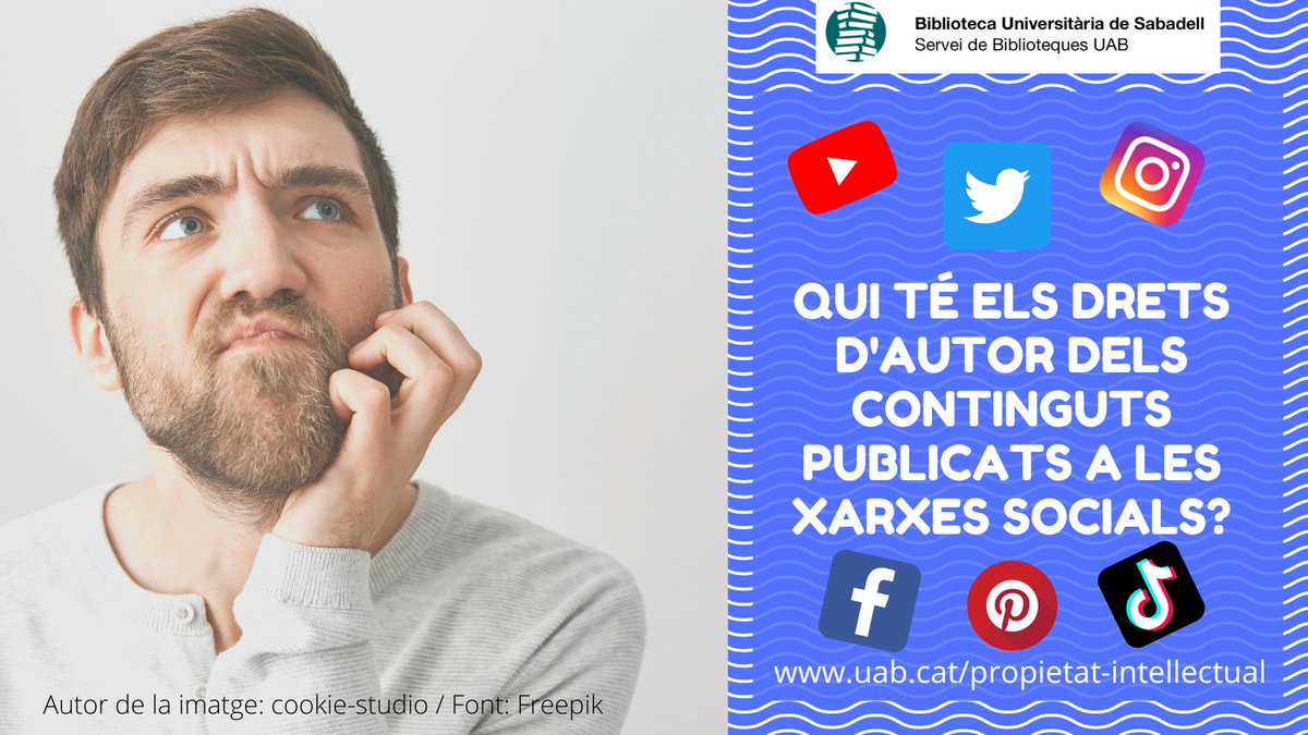 busuab's tweet photo. 🧐Estàs molt pendent de les teves xarxes socials...
Però... ens sabries dir qui té els drets d'autor dels continguts que publiques?🤔
Trobaràs la resposta al Blog de Propietat Intel·lectual i Accés Obert:
🔗https://t.co/vuxZmHh7T3
#DretsAutor @Eco_Empresa_UAB @EnginyeriaUAB https://t.co/SpzITPo14X