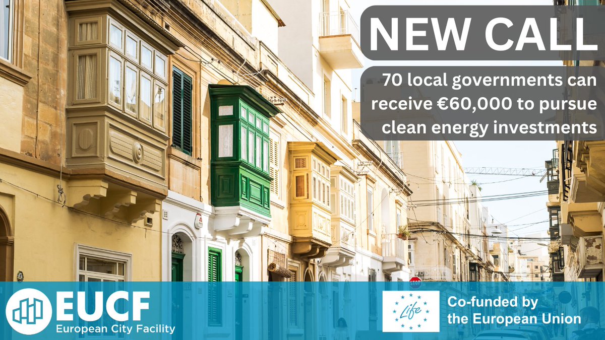 📢CALL ALERT🇪🇺 

Until 30 June, municipalities or local authorities (or their groupings or aggregations) can apply for €60,000 from the European City Facility!

Use the funding to support your plans for #CleanEnergy investment!

➡️ eucityfacility.eu/news-events/ne…