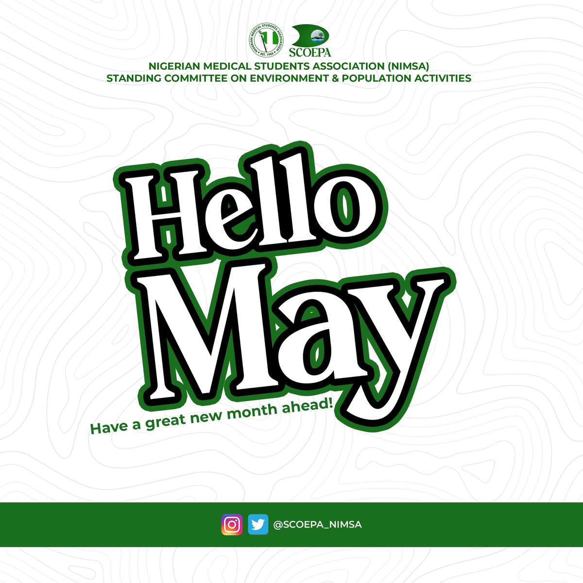 Hello May!

We are glad to welcome you to May. We hope you are good yeah and having a great ride so far?

Time to hold on to your seats as we bring you abreast with all our activities.

#scoepanimsa 
#nimsa