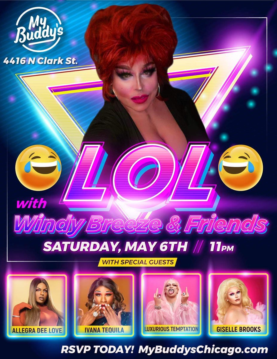 We’re back with your double dose of, LOL 😂 

Only at My Buddy’s (4416 N. Clark St)
Showtimes: 9pm &amp; 11pm

Grab tickets below:

eventbrite.com/e/416292982517