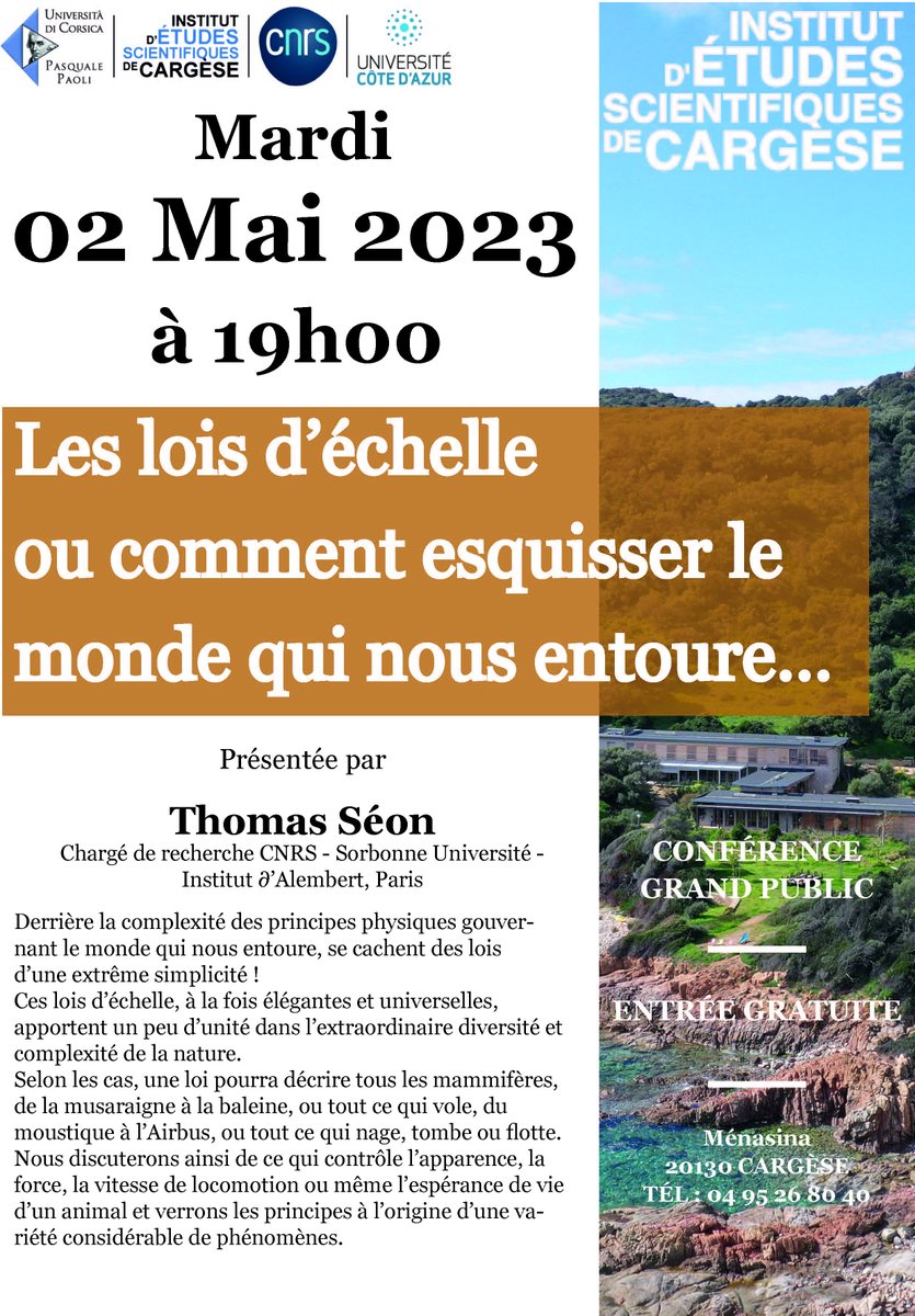 IES Cargese (@ies_cargese) on Twitter photo Aujourd'hui à <a href="/IES_Cargese/">IES Cargese</a> 19:00 conférence grand public présentée par T. Séon, <a href="/Sorbonne_Univ_/">Sorbonne Université</a> Institut d'Alembert, paris
@INS2I_CNRS <a href="/UnivCorse/">Università di Corsica</a> <a href="/Univ_CotedAzur/">Université Côte d'Azur</a> <a href="/CNRS_dr12/">CNRS Provence et Corse</a> @FMortessagne Aujourd'hui à <a href="/IES_Cargese/">IES Cargese</a> 19:00 conférence grand public présentée par T. Séon, <a href="/Sorbonne_Univ_/">Sorbonne Université</a> Institut d'Alembert, paris
@INS2I_CNRS <a href="/UnivCorse/">Università di Corsica</a> <a href="/Univ_CotedAzur/">Université Côte d'Azur</a> <a href="/CNRS_dr12/">CNRS Provence et Corse</a> @FMortessagne