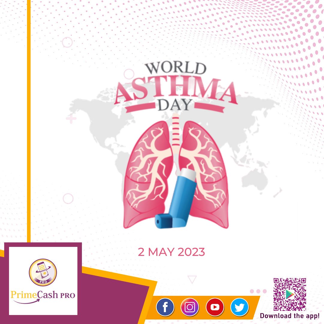 Let's raise awareness and fight against asthma on this special day.
.
.
.
#WorldAsthmaDay #AsthmaAwareness #BreatheEasy #FightAgainstAsthma #AsthmaPrevention #GlobalInitiativeForAsthma #LivingWithAsthma #AsthmaEducation #AsthmaControl #BreatheBetterLiveBetter #primecash