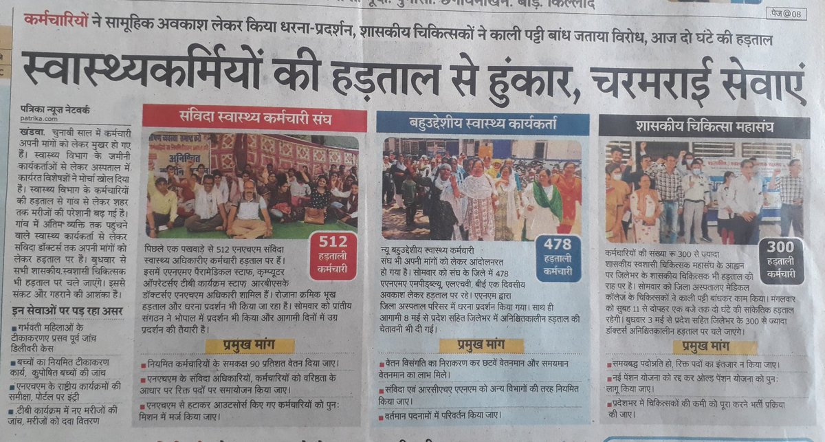 #एनएचएम_के_बंधुआ_मजदूर_सुख_सुविधाओं_से_कोसों_दूर
<a href="/INCMP/">MP Congress</a> <a href="/ChouhanShivraj/">Shivraj Singh Chouhan</a> <a href="/ZeeMPCG/">Zee MP-Chhattisgarh</a> <a href="/mpbreakingnews/">MP Breaking News</a> <a href="/BansalNewsMPCG/">Bansal News</a> <a href="/News24_MPCG/">News24 MP-CG</a> 
माननीय मुख्यमंत्री जी से निवेदन है कि NHM_MP के कर्मचारियों के साथ संविदाशोषण की प्रथा को बन्द कर तत्काल 90% की नीति का लाभ प्रदान किया जाए ।