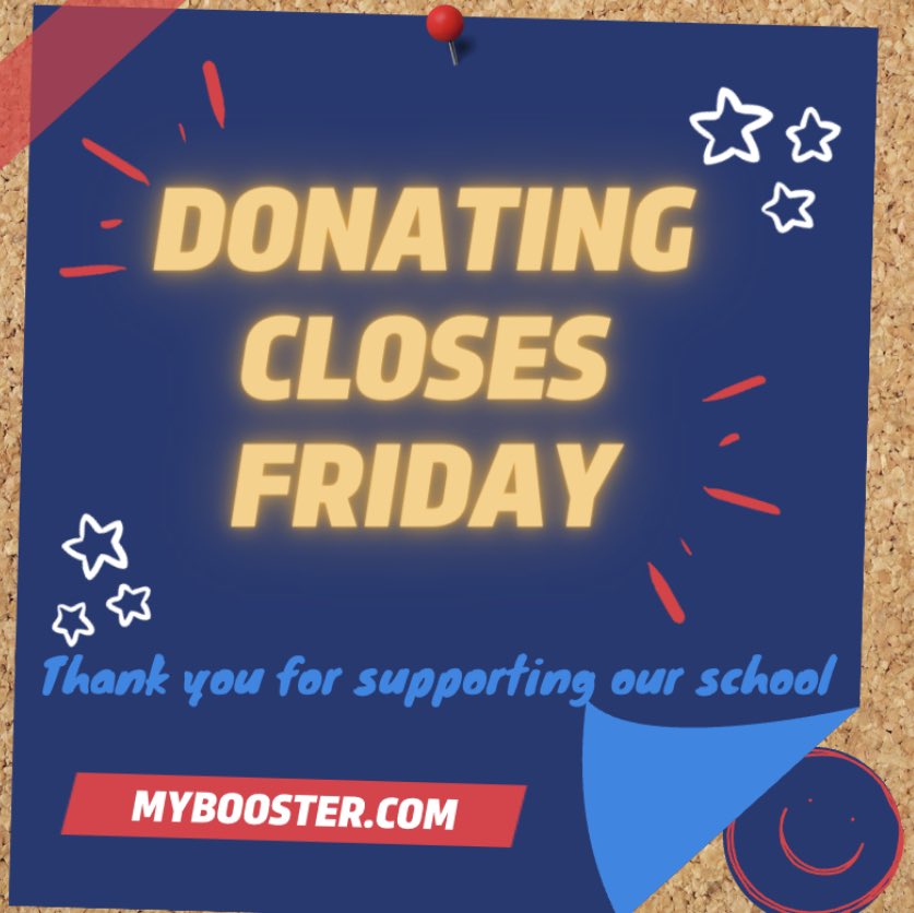 DawnGSmith1's tweet photo. We are grateful for all who have helped to make Booster-Thon a success. We have met 55% of our  $10,000 goal. Let’s go FALCONS! We’re almost there! 💙💛 @PrincipalCJHES @PBISRCPS1 @RCPSFamEngage @choosebooster https://t.co/Q0h0fbCtWY
