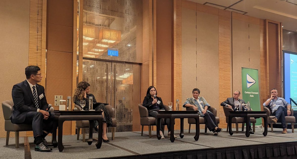 EdMitchard's tweet photo. Well done @carbon_forward for convening a diverse (and knowledgeable) panel: interaction of national, international &amp; voluntary carbon markets

@CasaerDiez
Kuki Soejachmoen - @irid_ind 
Dang Hong Hanh - https://t.co/tUqanqBIEz
@gabeotron
Dorjee Sun - Bioeconomy
Ralph Dixon - YTL https://t.co/FZHi6C76oX