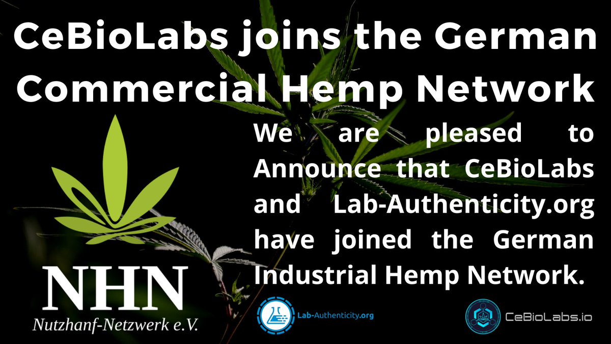 CeBioLabs's tweet image. 🎉We are joining the Industrial Hemp Association

We are pleased to announce that we are joining the German Industrial Hemp Association. We will thus become more involved in the field of #Cannabis in Germany, gain new Customers &amp;amp; Partnerships.

📌 cebiolabs.io/cebiolabs-join…

$CBSL