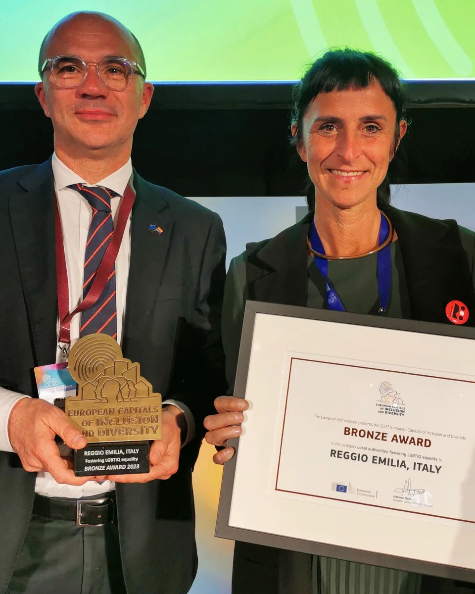 We are very delighted to announce that our <a href="/eurotowns/">Eurotowns</a> Vice-President @ComuneRE received the Bronze Medal of the European Capitals of Inclusion and Diversity Award for its efforts for inclusion and protection of the rights of her community #LGBTIQ. <a href="/lucavecchi72/">Luca Vecchi</a>