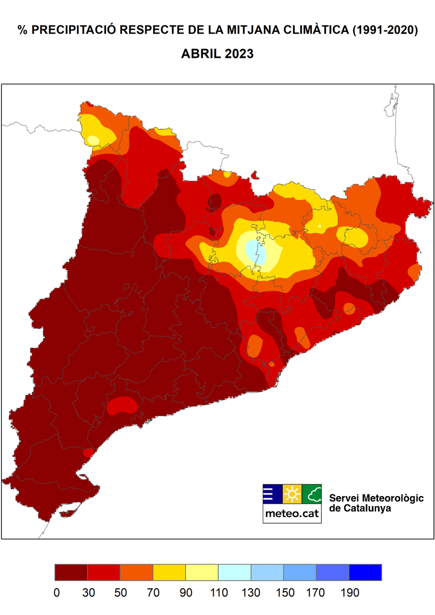 meteocat's tweet photo. 📃 Nota de premsa: Abril molt sec a gran part de Catalunya 
Més informació a: https://t.co/U9cdHnrvk4 https://t.co/yYLJgVnzAa