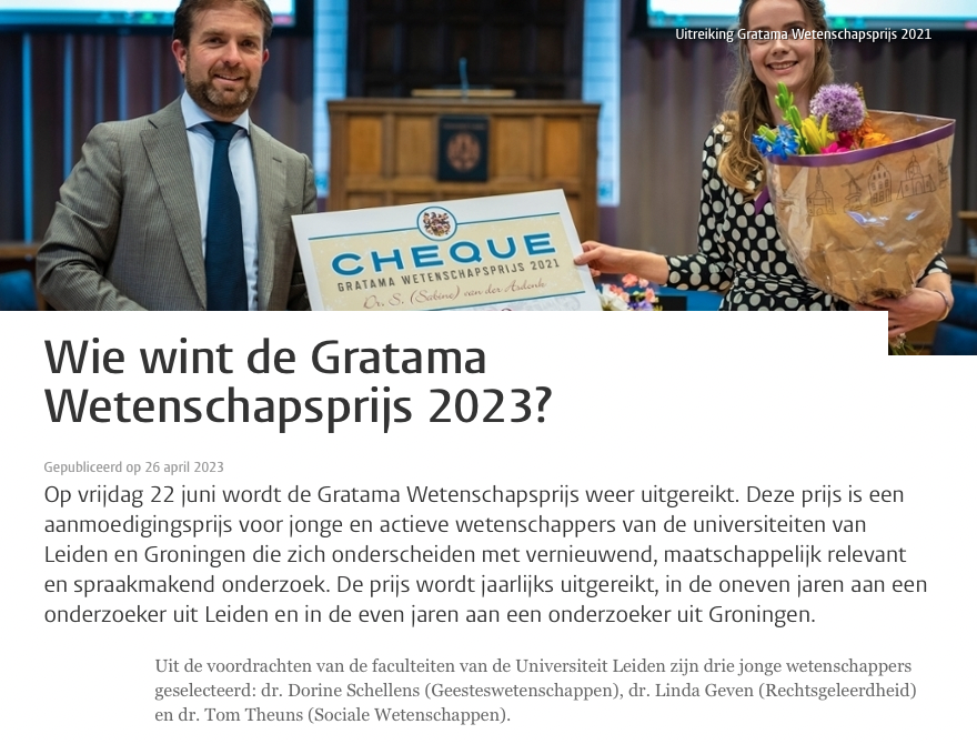 Very honored to be selected as finalist for the 2023 Gratama Science Prize alongside @TomTheuns and @LindaGeven for my work for the @NewEuropeU and research on imaginations of (alternative) futures in the postcommunist region. Excited to learn about everyone's research in June!