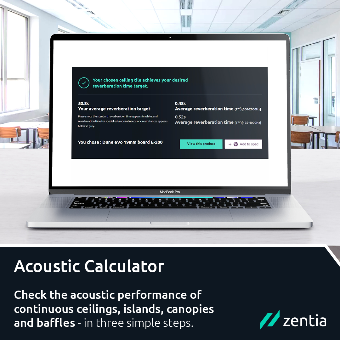 @Zentia_UK launches new #acousticmonitoring  calculator bit.ly/3AQB9X6 #ceilings