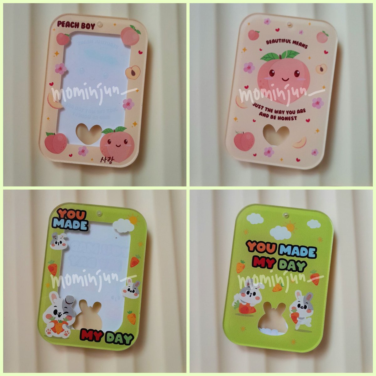 mominjun_'s tweet photo. ✨️𝙂𝙄𝙑𝙀𝘼𝙒𝘼𝙔 𝙏𝙄𝙈𝙀✨️
Acrylic Photocard Holder
For 2 winners 🤩

𝙍𝙐𝙇𝙀𝙎
• Follow
• Like &amp; RT this tweet and pin
• Reply proof &amp; yang kamu mau (peach boy &amp; neo bunny)

⛔️ 𝙀𝙉𝘿 5 May
📢 𝘼𝙉𝙉𝙊𝙐𝙉𝘾𝙀𝘿 6 May

✨️𝙂𝙊𝙊𝘿 𝙇𝙐𝘾𝙆✨️ https://t.co/ZDdMIBUbnF