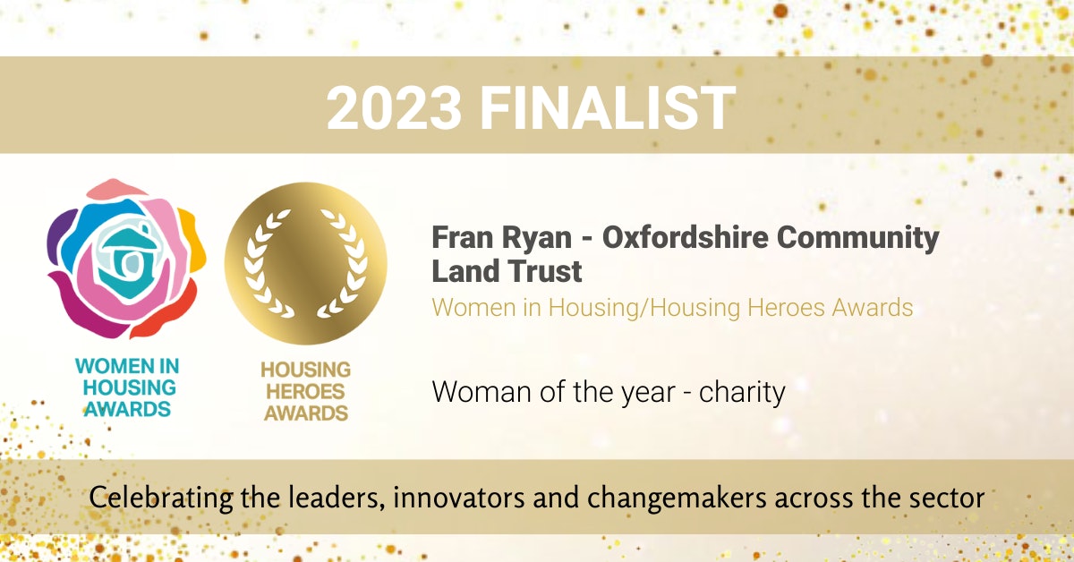Oxfordshire CLT (@oxfordshireclt) on Twitter photo Co-founder Fran Ryan is delighted to have been shortlisted for the <a href="/insidehousing/">Inside Housing</a> 2023 #WomeninHousing #Awards on behalf of #OCLT You can view the full shortlist here: womeninhousingawards.co.uk/shortlist Category 'Woman of the Year - Charity' #AwardsFinalist #Finalist #CLT Co-founder Fran Ryan is delighted to have been shortlisted for the <a href="/insidehousing/">Inside Housing</a> 2023 #WomeninHousing #Awards on behalf of #OCLT You can view the full shortlist here: womeninhousingawards.co.uk/shortlist Category 'Woman of the Year - Charity' #AwardsFinalist #Finalist #CLT