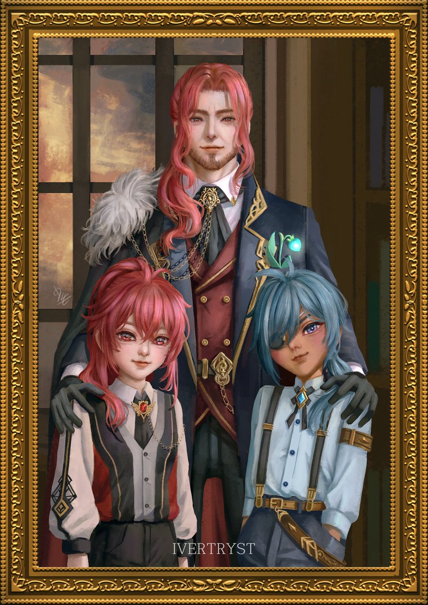 Family portrait 🎨🖌️
Crepus Ragnvindr with baby diluc and baby kaeya •w•

Sorry for repost i notice technical mistakes 🥲

#diluc #kaeya #GenshinImpact #原神