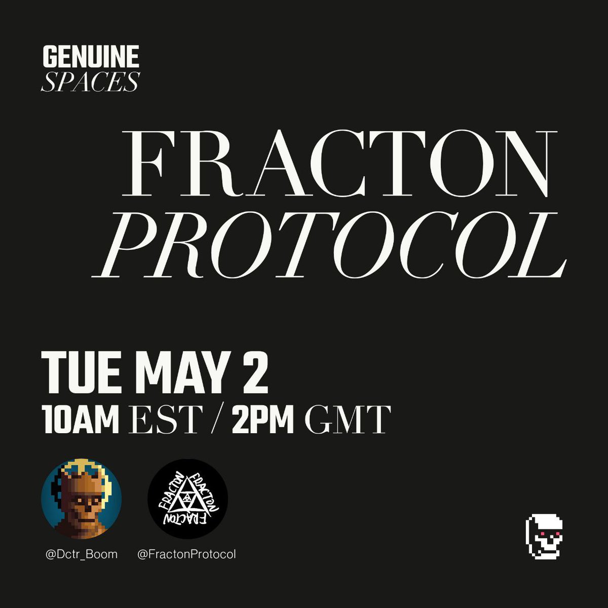 🎁GIVEAWAY🎁 We've teamed up with #FractonProtocol for upcoming spaces! Let’s spread the Love! 👉🏼 Tell us 1 good thing about FractonProtocol! 👉🏼 Like and RT 👉🏼 Follow @FractonProtocol @GenuineUndead 🎁 $500 raffle 5 WINNERS only Ends 4 May (UTC). #FractonProtocol #UndeadNeverDie