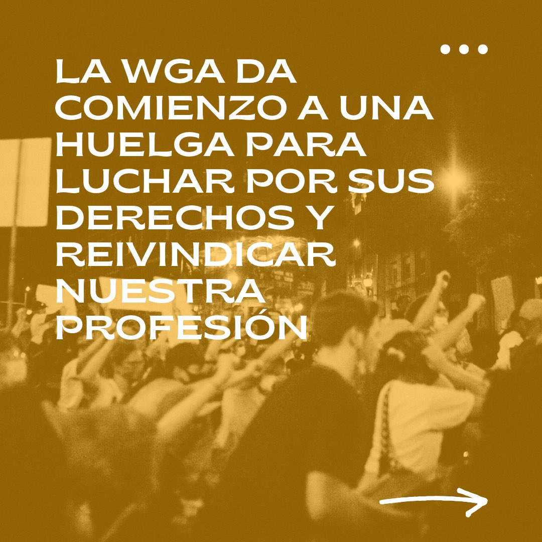 FagaGuionistas's tweet photo. 🟠Hoy nuestros compañeros de la Writers Guild of America (@WGAWest) dan comienzo a una huelga para luchar por sus derechos y reivindicar nuestra profesión. 👉🏽 Te explicamos la situación en las siguientes imágenes: https://t.co/NZKB9L432s