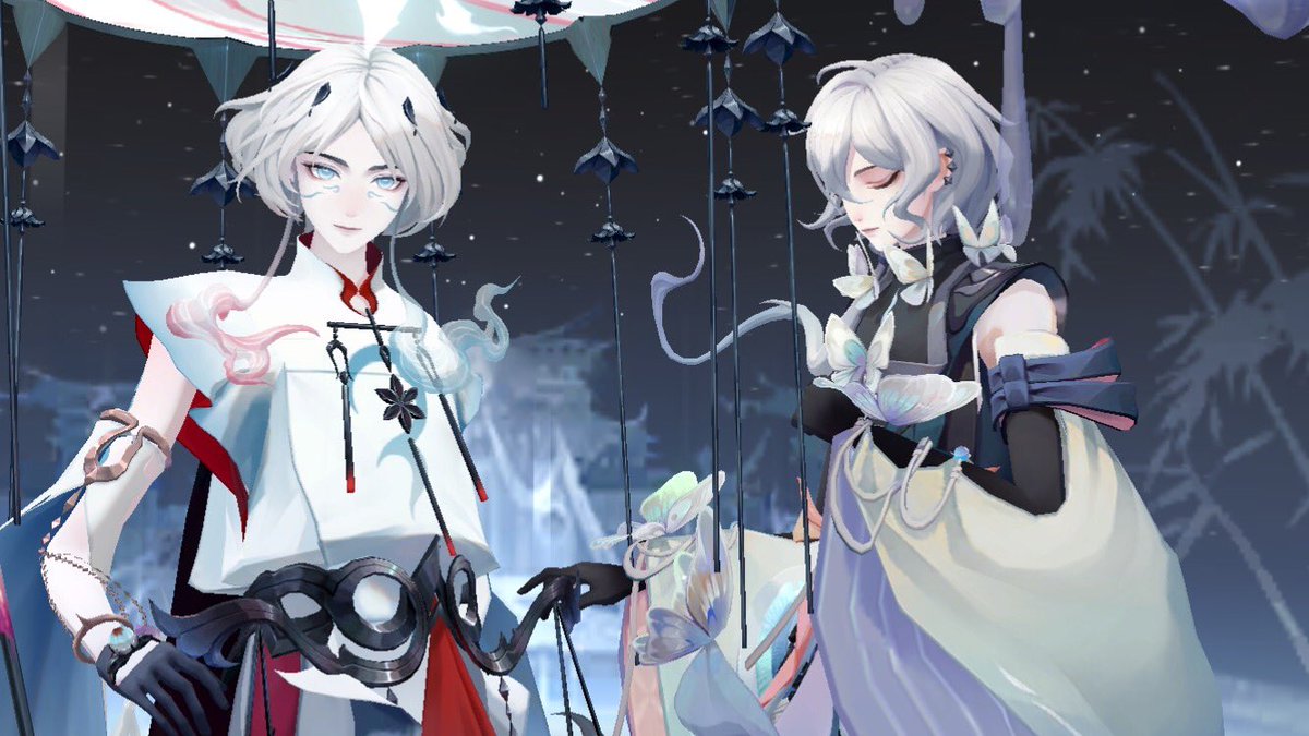 gloves 2boys multiple boys white hair black gloves red eyes bishounen  illustration images