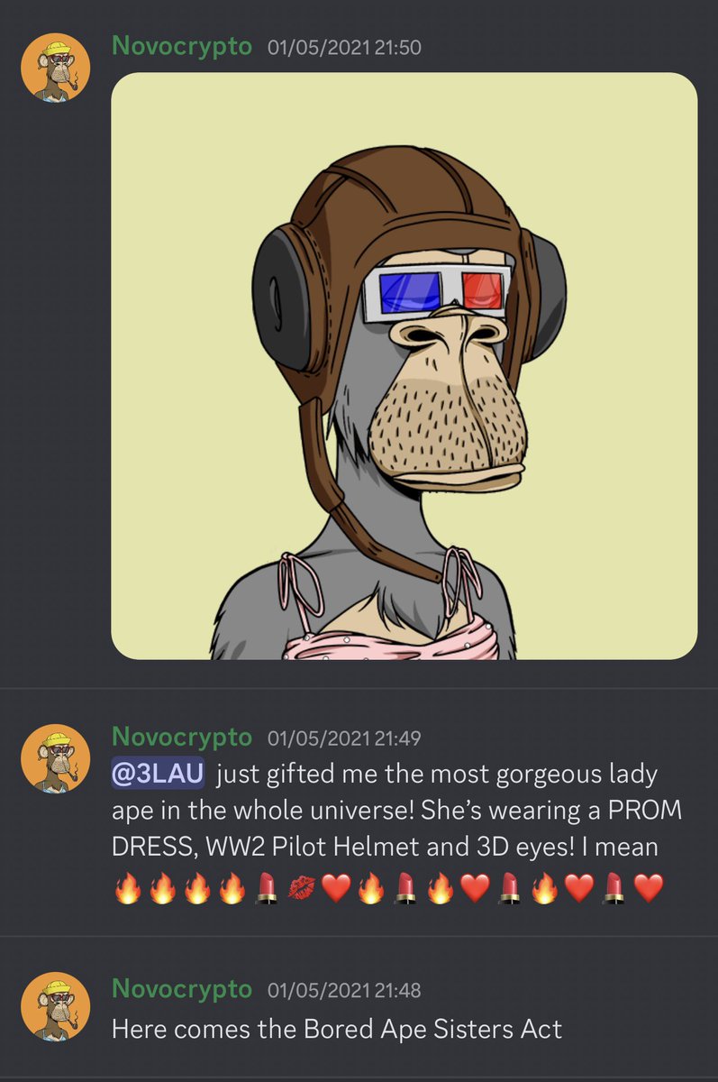 novocrypto's tweet photo. Two years ago on 01 May 2021, I dove headfirst into Bored Apes & it's been the wildest ride ever since! 🤯

A chat took me from "what even are these apes?" to owning 4 of 'em in just hours! I remember shaking when confessing my new acquisitions to my husband that evening! 😅

I founded @BoredApeLadies Club on the same day 💖 & witnessed my apes achieve incredible things in the world incl. literally saving a human life’s from death & sending 15 kids, esp. girls, to school for the first time, empowered by my @apecoin profits & thanks to tireless efforts of @retakefilm on the ground in Nigeria 🥺

Endless gratitude to @BoredApeYC, @yugalabs @CryptoGarga @GordonGoner @SassBAYC @TomatoBAYC for the crazy journey and for giving the us the power, means & funds to build via commercial IP rights and much more, my bestie @QuantumVariant for the biggest Alpha & the legend @3LAU for gifting me a wicked ape I'll keep treasuring forever & ever 🔥🦧 🏴‍☠️❤️‍🔥🚀♾️