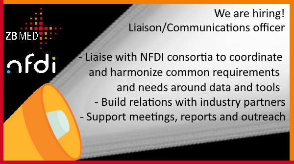 lj_garcia's tweet photo. @ZB_MED is #hiring a liaison/communications officer for #BASE4NFDI
An opportunity to enable bridges for #metadata, tools and services across @NFDI_de consortia and harmonize #research digital objects and #infrastructures
Apply by 17.May.2023 https://t.co/o7iOh1tDFO https://t.co/kvou4BcmlF
