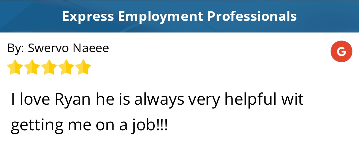 5 Star: Swervo N. "I love Ryan he is always very helpful wit getting me on a job!!!" maps.google.com/?cid=130943493…