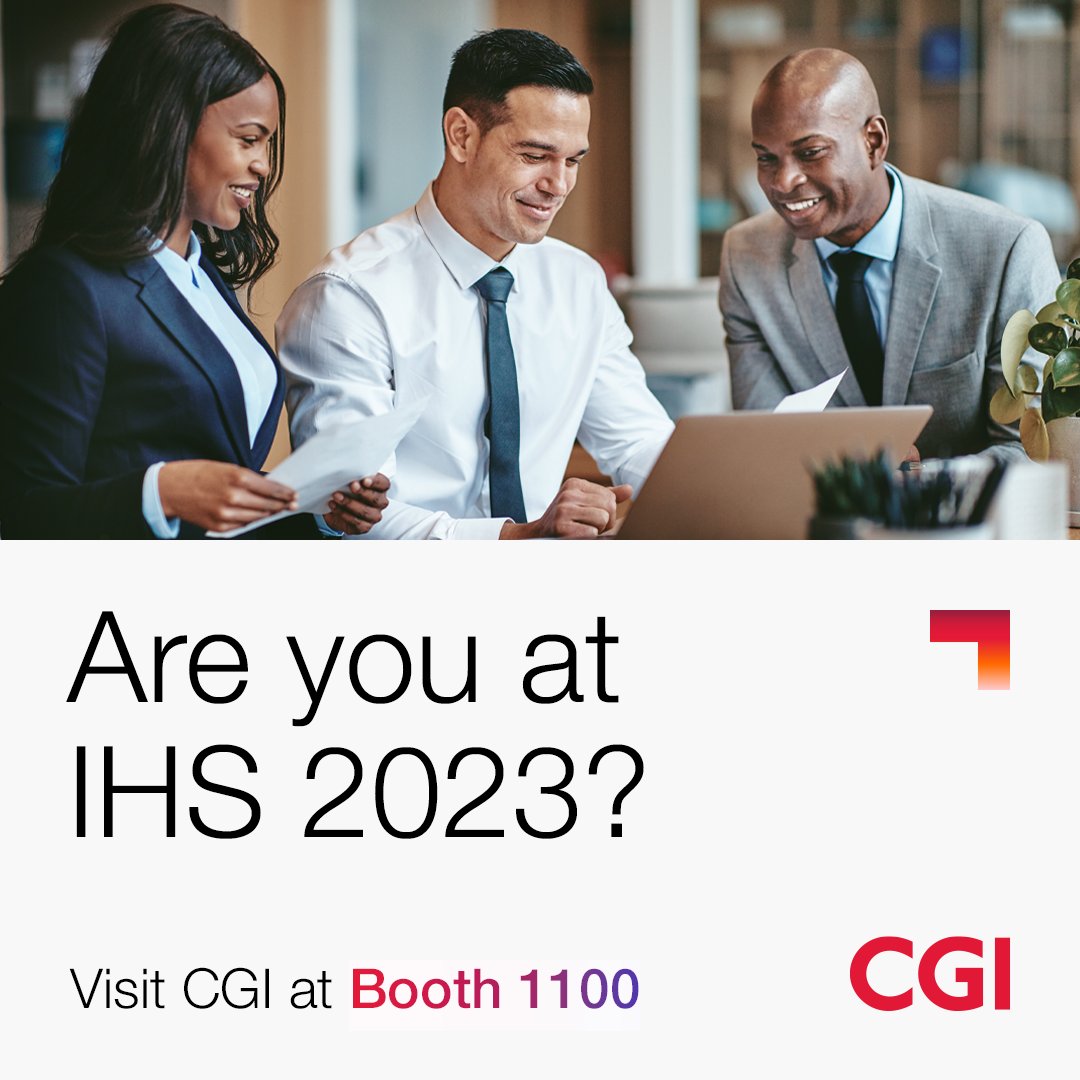 Are you attending #IHS2023? Stop by booth 1100 today to connect with our #insurance experts on how we can help transform your insurance business.

To book a meeting with us, visit: bit.ly/41x8ulo 📅 

#WeAreCGI #Insurtech #InsurTechHartford