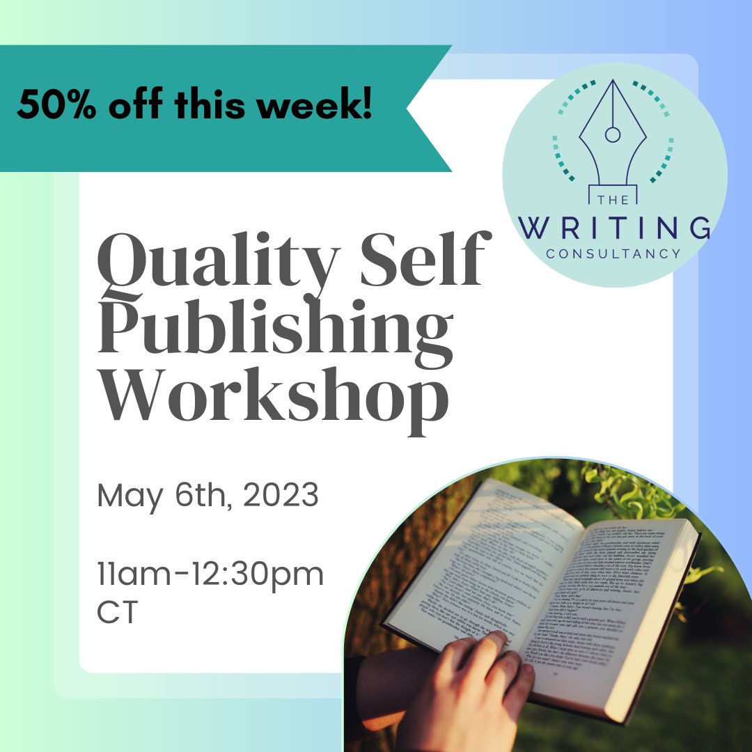Are you curious about self publication? Join our Quality Self Publishing Workshop this weekend to learn to create your own deadlines, identify goals &amp; successes, and collaborate with others.

Tickets 50% off! 

Click here to learn more &amp; get your ticket
app.arketa.co/welovewriting/…