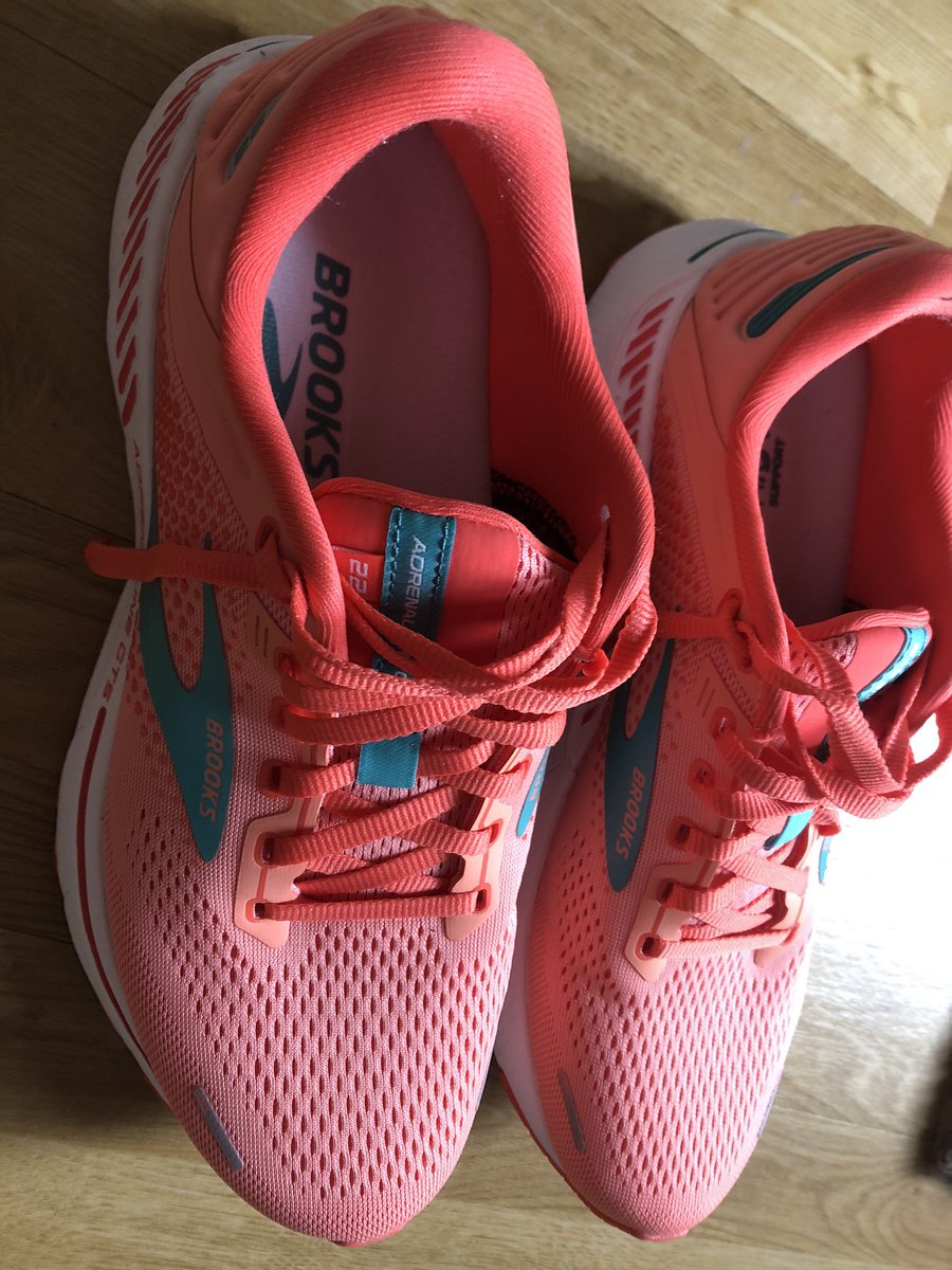 CateFDenny's tweet photo. First outing of my new adrenaline gets 22s - in fortunately @brooks_shoes the laces are not long enough to comfortably tie them. Run was aborted as unable to loosen the laces enough to stop cramp… https://t.co/IU9gTGqlo3