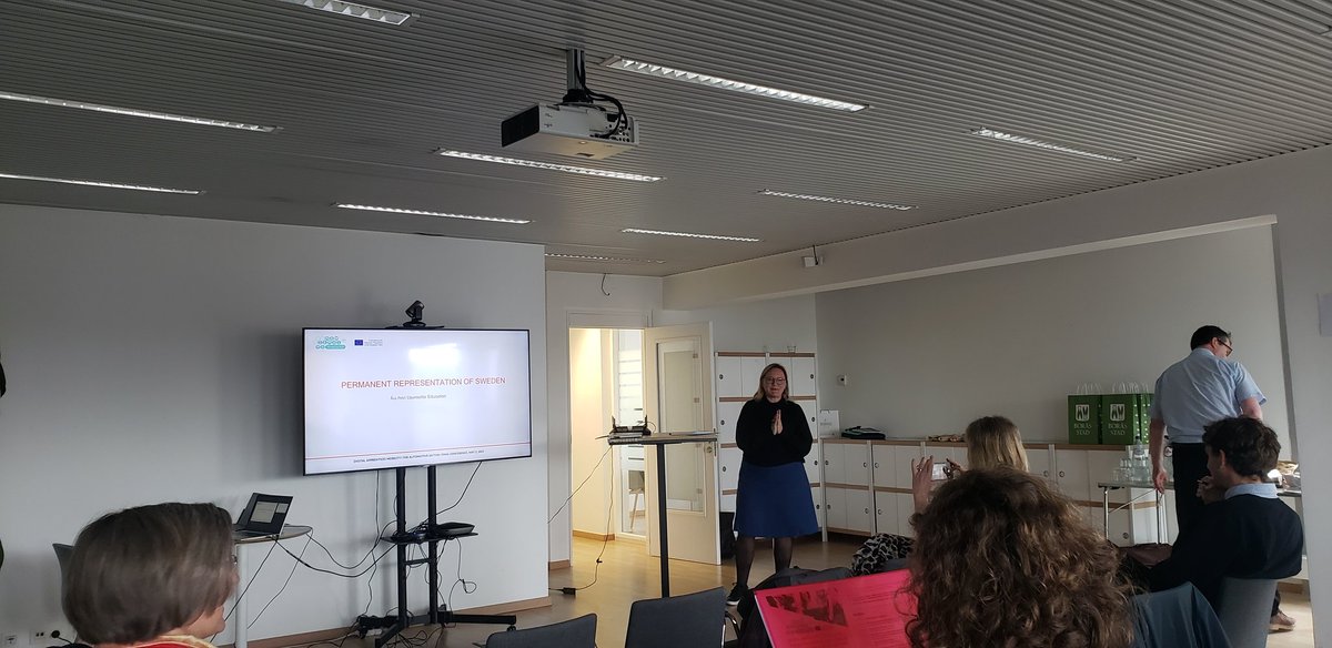earlallEU's tweet photo. At the #DAMAS final project on digital apprentices in the automotive sector, we are hearing from Åsa Petri, speaking about @sweden2023eu and their priorities for competences for the green transition. 
An excellent way to kick off 👏 https://t.co/XxR3tzp0wG