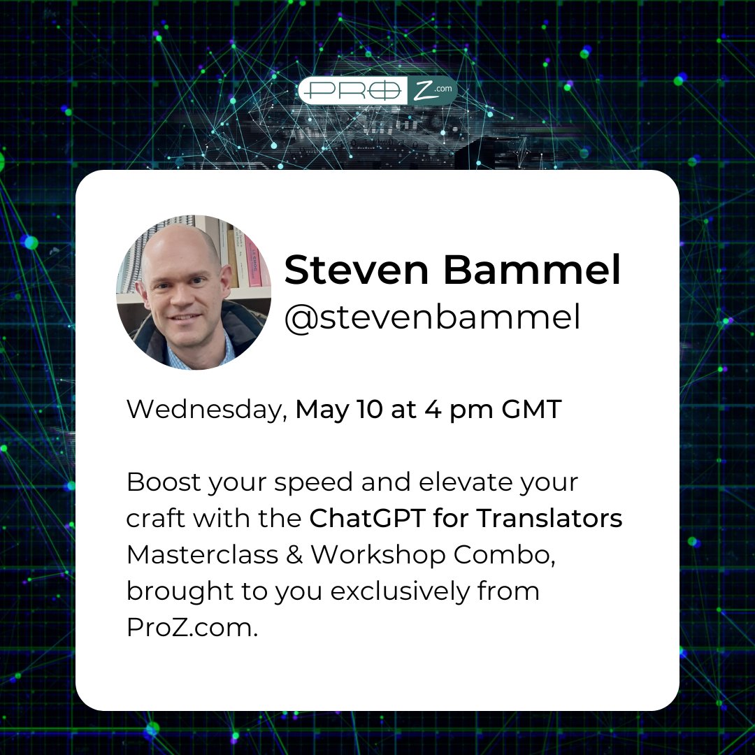 Boost your translation career with our exclusive ChatGPT Masterclass &amp; Workshop Combo! Learn advanced techniques and transform your workflow. Register now: hubs.la/Q01Nk4kY0 

#ProZcom #ChatGPT #Translation
