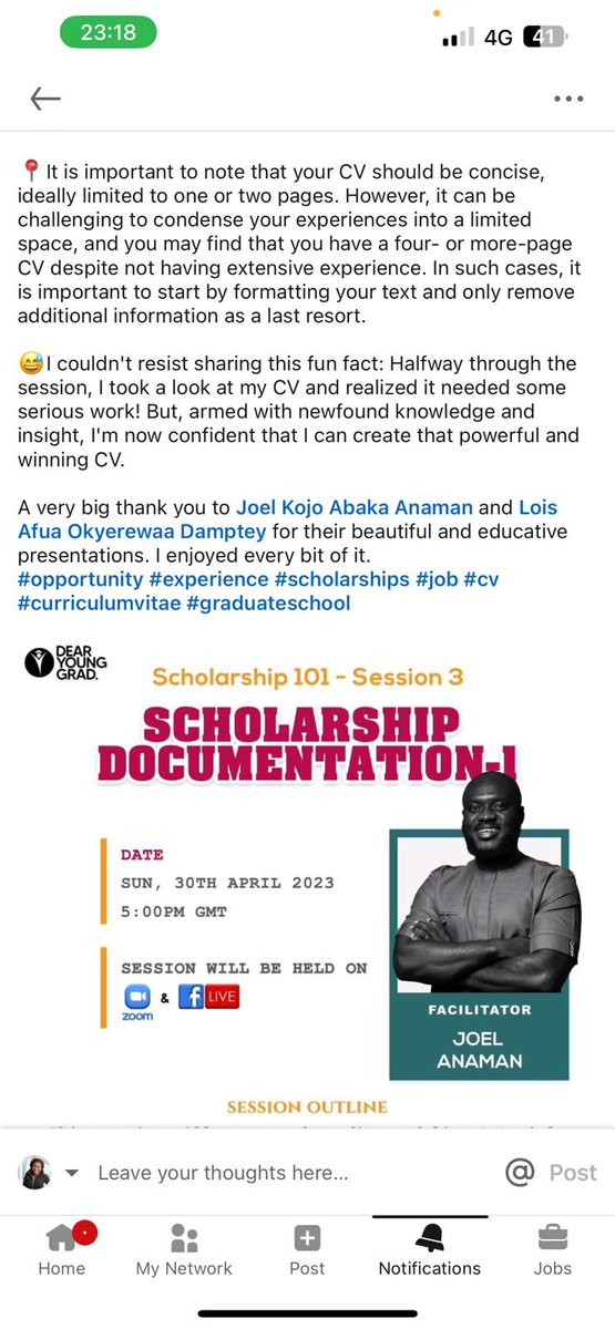 Dearyounggrad's tweet photo. Reviews from our third session. 

 #Scholarship101 #EducationFunding #DearYoungGraduate #ValueForTime #EducationForAll #PositiveReviews" https://t.co/TuDtdGv3IC