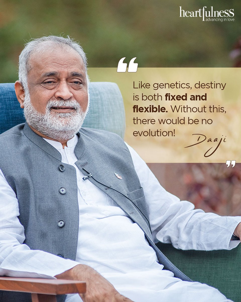 kamleshdaaji's tweet photo. Destiny is predominantly shaped by our choices and actions. Destiny certainly presents abundant opportunities for greatness, but those can be realized only when we use those opportunities wisely. To do so, developing our skills, talents and resilience is necessary, and a heart-based meditation practice can aid us in this pursuit.

@heartfulness

#Daaji #Destiny #Opportunity #Skills #Meditation