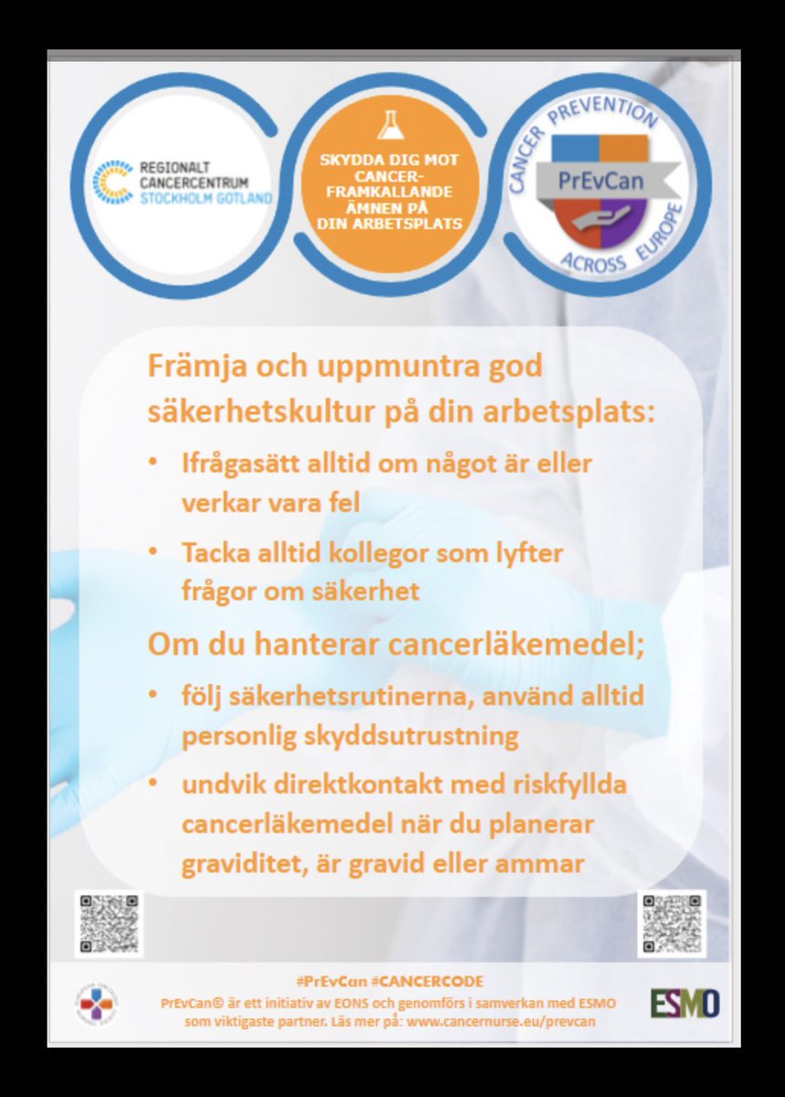 LENA SHARP (@sharp_lena) on Twitter photo #PrEvCan kampanjen fortsätter. Nu fokuserar vi på säker arbetsmiljö inom cancervården. Att hantera vissa cancerläkemedel kan innebära allvarliga hälsorisker <a href="/Sskicancervard/">Ssk i Cancervård</a> <a href="/OncoAlert/">OncoAlert</a> <a href="/vardforbundet/">Vårdförbundet</a> <a href="/Swenurse_Kansli/">swenurse</a> <a href="/Arbetsmiljo/">Arbetsmiljöverket</a> @helitropen <a href="/DelinAnki/">Anki Delin Eriksson</a> @westman_bodil #PrEvCan kampanjen fortsätter. Nu fokuserar vi på säker arbetsmiljö inom cancervården. Att hantera vissa cancerläkemedel kan innebära allvarliga hälsorisker <a href="/Sskicancervard/">Ssk i Cancervård</a> <a href="/OncoAlert/">OncoAlert</a> <a href="/vardforbundet/">Vårdförbundet</a> <a href="/Swenurse_Kansli/">swenurse</a> <a href="/Arbetsmiljo/">Arbetsmiljöverket</a> @helitropen <a href="/DelinAnki/">Anki Delin Eriksson</a> @westman_bodil