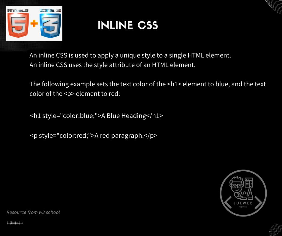 JulwebTech's tweet image. How to use CSS in HTML
#webdevelopment
#css
#html
Our Community Group: facebook.com/groups/4657258…
Our FB Page: facebook.com/JulwebTech/
Instagram: instagram.com/julwebtech/
Our YouTube Channel: youtube.com/channel/UCFYbc…