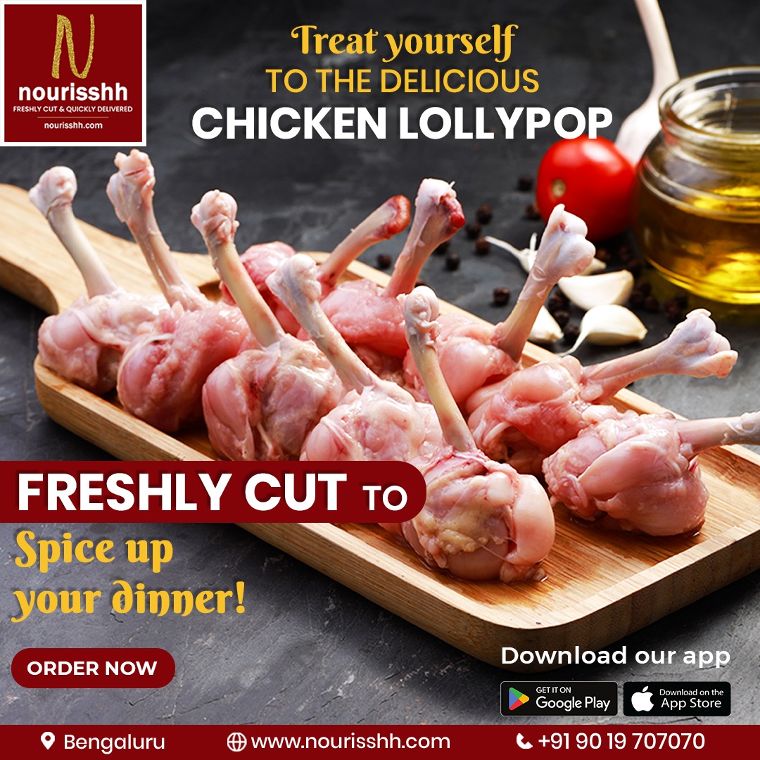 Our #Chicken #Lollypops are a guaranteed #crowd-pleaser for any #party or gathering
Visit: nourisshh.com
Download: rb.gy/y78l
#freshchicken #chickenpieces #chickenlovers #chickenlegs #deliciouschicken #nourisshh #instagram #Bagulugunte #Jalahalli #hsrlayout