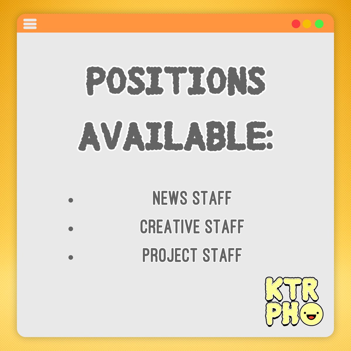 kimtaeraeph's tweet photo. [NOTICE] KIM TAERAE PHILIPPINES STAFF RECRUITMENT 2023 

Be part of our growing family!  We are looking for members of our:
#NEWS_TEAM 
#CREATIVES_TEAM 
#PROJECT_TEAM 

To apply: https://t.co/EfVkYrw3pB

We can’t wait to welcome you! 
#김태래 #KIMTAERAE https://t.co/wAiIkP1F2z
