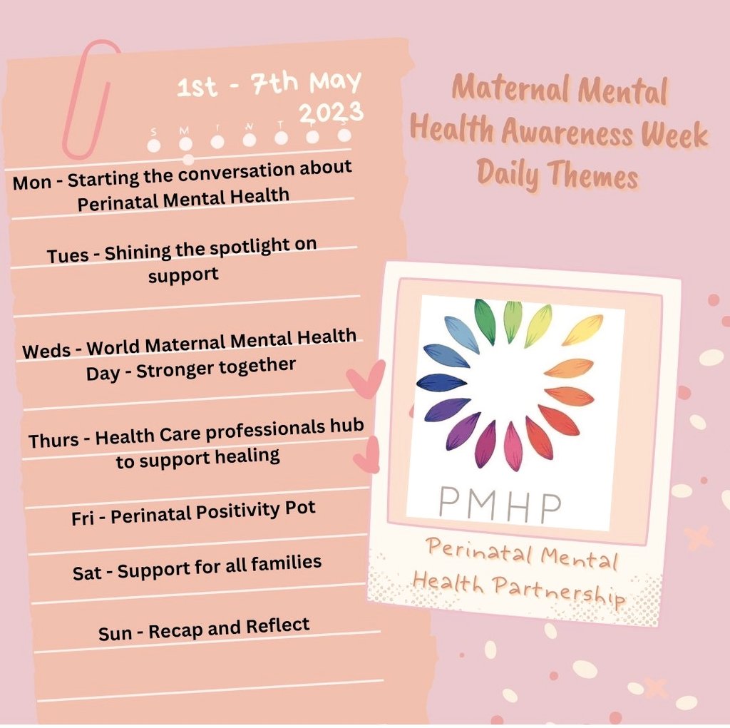 PMHPUK's tweet photo. It is day 2 of our @PMHPUK #maternalmentalhealthawarenessweek &amp; we will be  'Shining The Spotlight On Support'. We want charities, peer support groups &amp; services to share their details so families know what support is available 
#togetherinachangingworld 
#maternalMHmatters https://t.co/hhiVNtnywJ