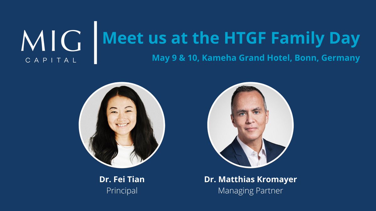 MIG Capital is happy to participate in the upcoming <a href="/HTGF/">HTGF</a> Family Day next week in Bonn! Matthias Kromayer and Fei Tian will be on site to exchange ideas and meet start-ups, peers and entrepreneurs: bit.ly/40L8AFl
#VisionsIntoValue #VentureCapital