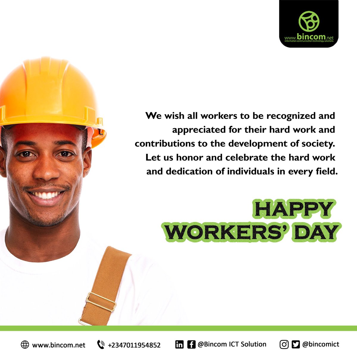 bincomict's tweet photo. We recognize and celebrate all workers out there for their hard work.
#WorkersDay2023 #labour #employee #staff #makeITwork #bincomictsolution #bincom https://t.co/eowiErUtpd