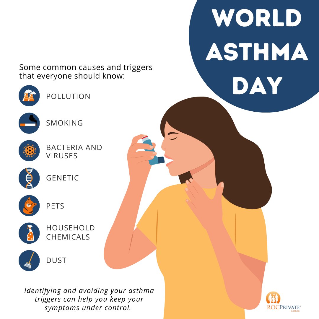 When to see a GP: 
See a GP if you think you or your child may have asthma.
Several conditions can cause similar symptoms, so it's important to get a proper diagnosis and correct treatment.
#WorldAsthmaDay #ROCprivateclinic #AsthmaAwareness #Asthma #WorldAsthmaDay2023