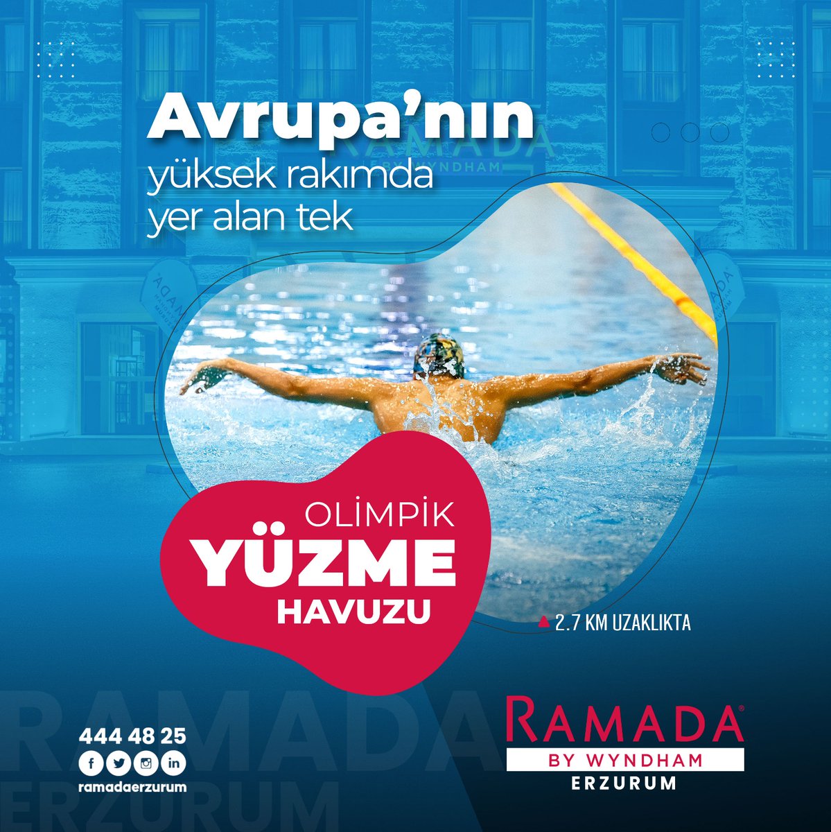 Avrupa'nın yüksek rakımında yer alan tek Olimpik Yüzme Havuzu...
Sadece 2.7 Km Uzaklıkta...

📌 Hüseyin Avni Ulaş Mahallesi Kaynak Sokak No:1 Şehir Hastanesi Karşısı Palandöken / Erzurum
📞444 48 25
📩info@ramadaerzurum.com

#erzurum #ramada #şehiroteli #olimpikyüzmehavuzu