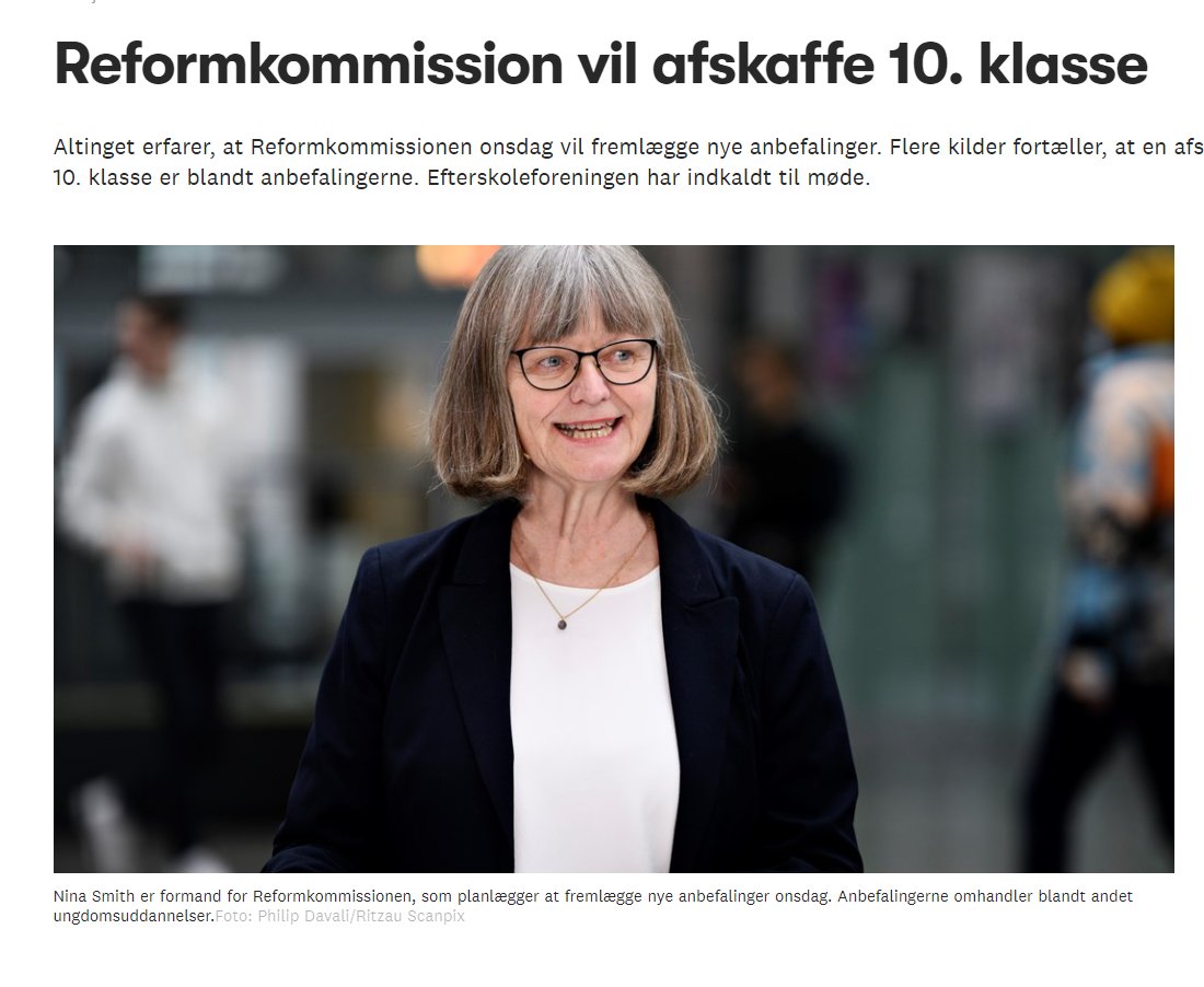 RuneStahl's tweet photo. Jeg er vild med den her reformkommision. Når man først har antaget, at folk bare kan lære det samme på mindre tid, er der jo fri leg. 

Hvorfor ikke 2-årigt gymnasium, lærlinge uden skoleperioder eller folkeskole til 7. klasse? Tænk på, hvilket arbejdsudbud det ville skabe! https://t.co/TAZCp5eGJB