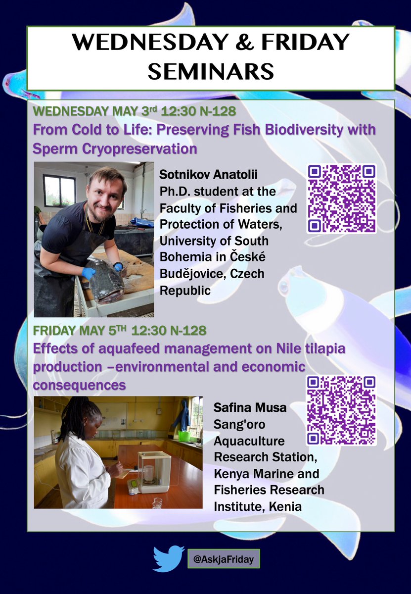 AskjaFriday's tweet photo. THIS WEEK‼️ We're excited to announce we'll have two in-person seminars from two international researchers. Zoom links will be public on Twitter the day of the talk. Looking forward! 🐟🧫 https://t.co/N55VQR4O2L