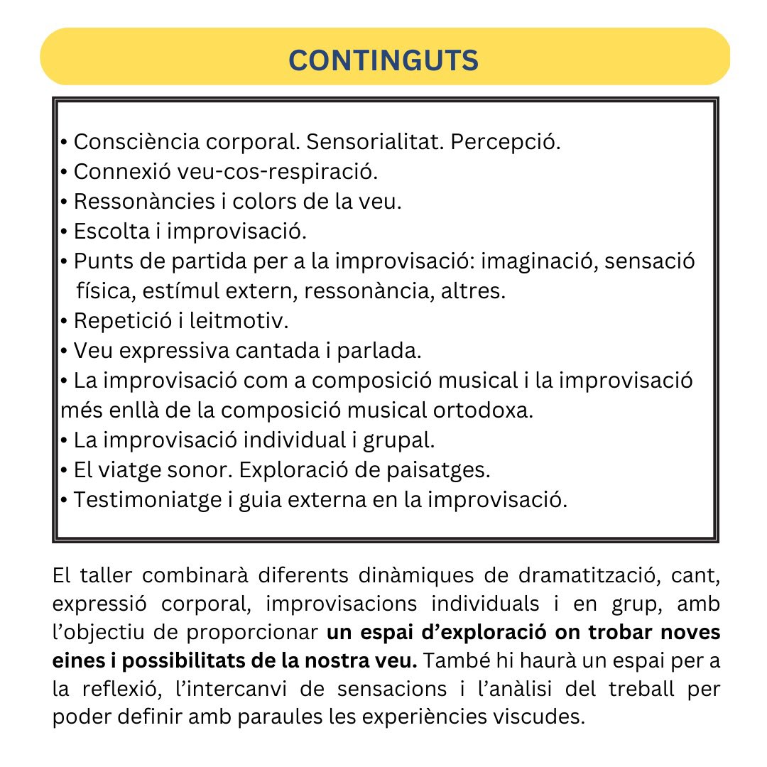 PontFlotant's tweet photo. Del 29 de maig al 3 de juny, Núria Inglada Cardona i Jesús Muñoz (Pont Flotant) impartiran aquest taller D'Improvisació vocal, a la Sala Flotant de València. https://t.co/wCcEMGhzva